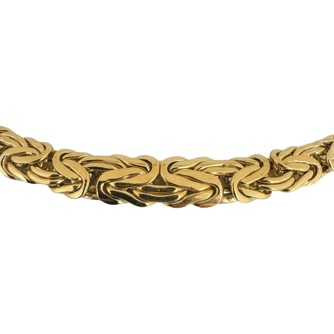 18k Yellow Gold 34.7g Ladies Thick Graduated Byzantine Link Necklace Italy 17"