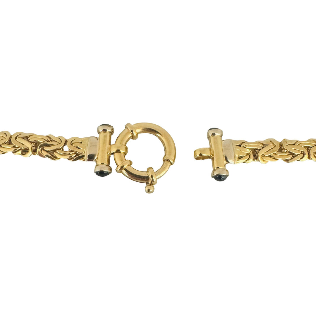 18k Yellow Gold 34.7g Ladies Thick Graduated Byzantine Link Necklace Italy 17"