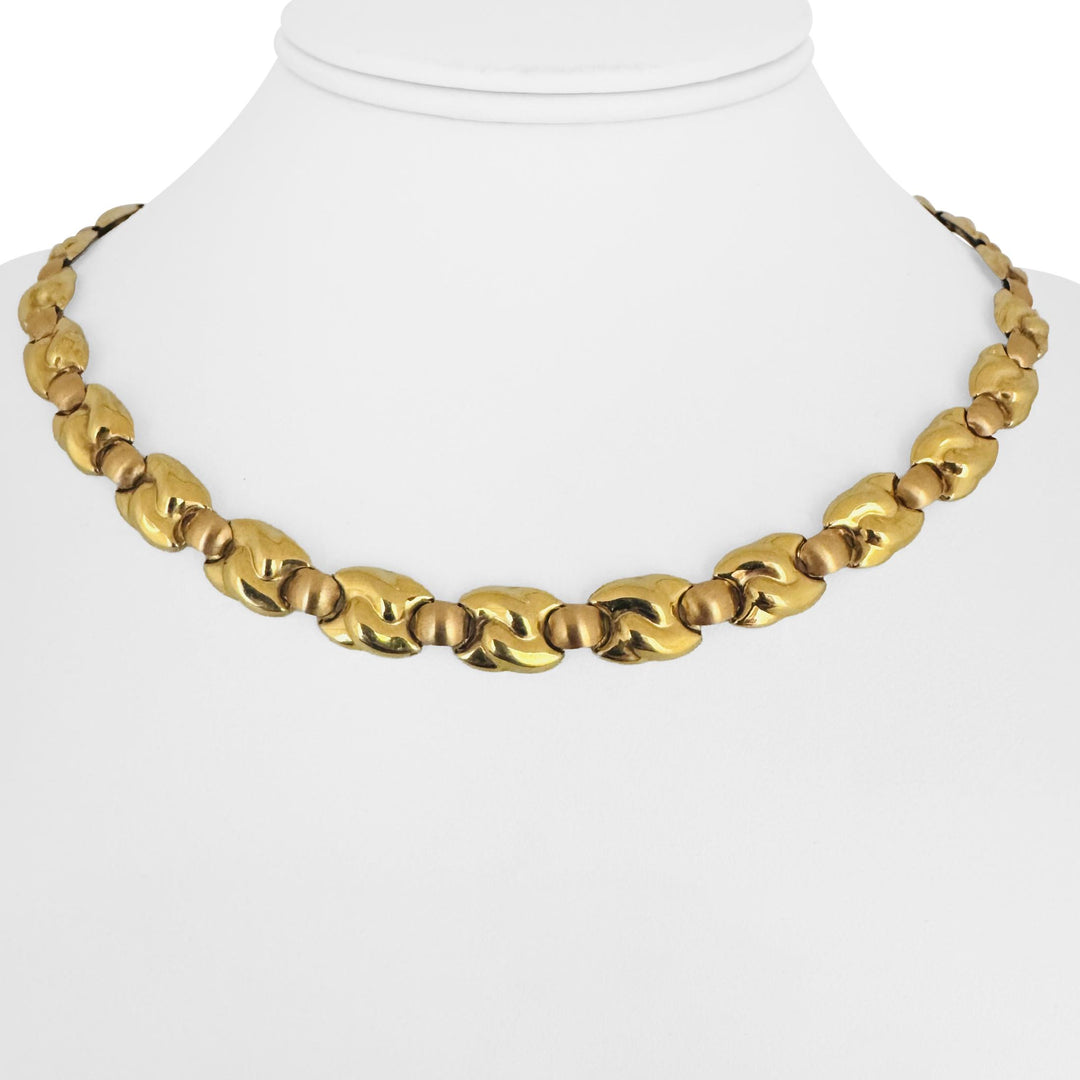 18k Yellow and Rose Gold 25g Ladies Vintage 8.5mm Fancy Link Necklace 17"