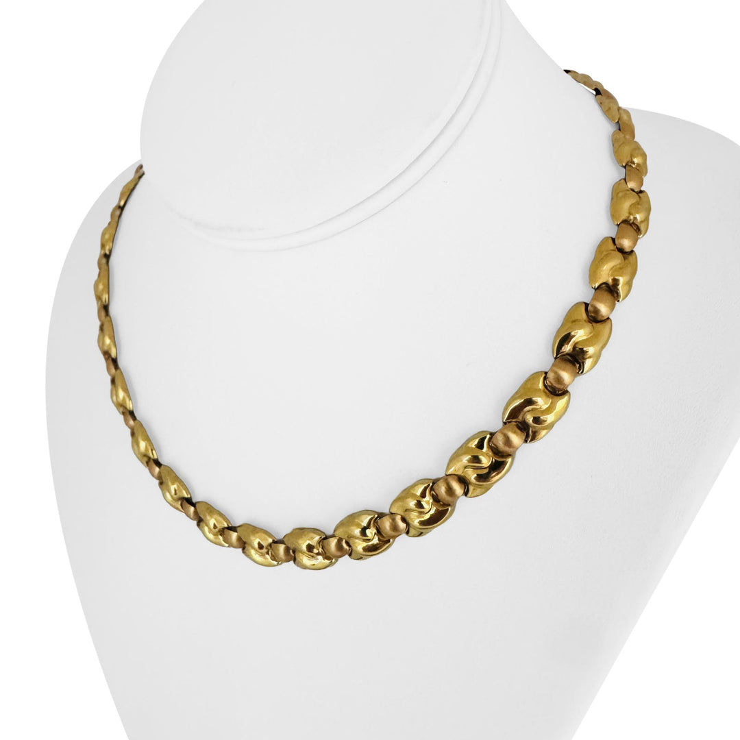 18k Yellow and Rose Gold 25g Ladies Vintage 8.5mm Fancy Link Necklace 17"