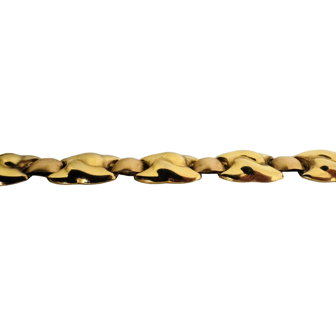 18k Yellow and Rose Gold 25g Ladies Vintage 8.5mm Fancy Link Necklace 17"
