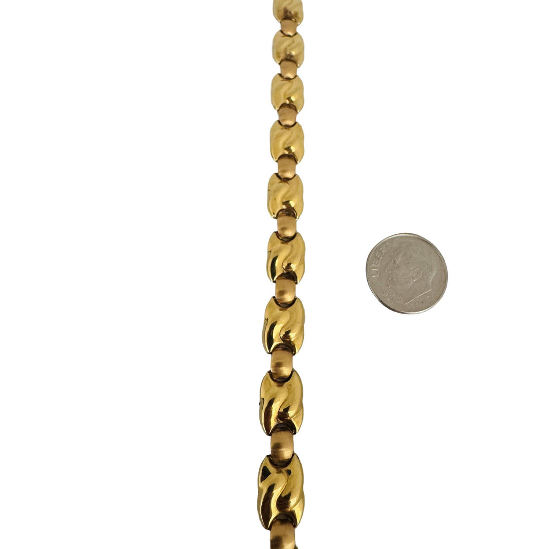 18k Yellow and Rose Gold 25g Ladies Vintage 8.5mm Fancy Link Necklace 17"