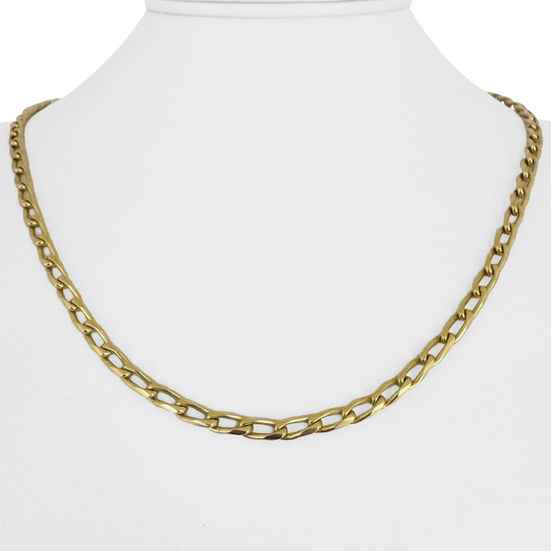 18k Yellow Gold 25g Solid Heavy Vintage 4mm Squared Curb Link Chain Necklace 19"