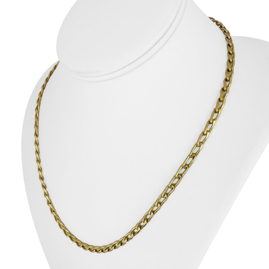 18k Yellow Gold 25g Solid Heavy Vintage 4mm Squared Curb Link Chain Necklace 19"