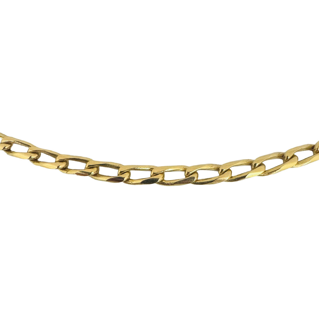 18k Yellow Gold 25g Solid Heavy Vintage 4mm Squared Curb Link Chain Necklace 19"