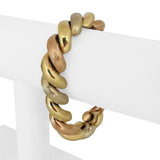 14k Tri Tone Gold 43.6g Vintage Thick San Marco Link Bracelet Italy 7.5"