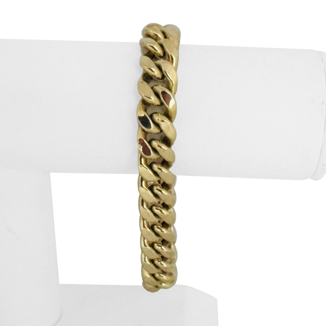 14k Yellow Gold 29g Semi Solid 11mm Men's Cuban Link Bracelet Italy 8.5"