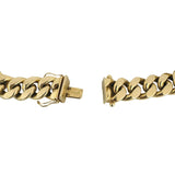 14k Yellow Gold 29g Semi Solid 11mm Men's Cuban Link Bracelet Italy 8.5"