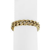 14k Yellow Gold 29g Semi Solid 11mm Men's Cuban Link Bracelet Italy 8.5"