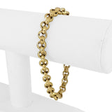14k Yellow Gold 10g Ladies Faceted 7.5mm Rolo Link Bracelet Italy 7.75"