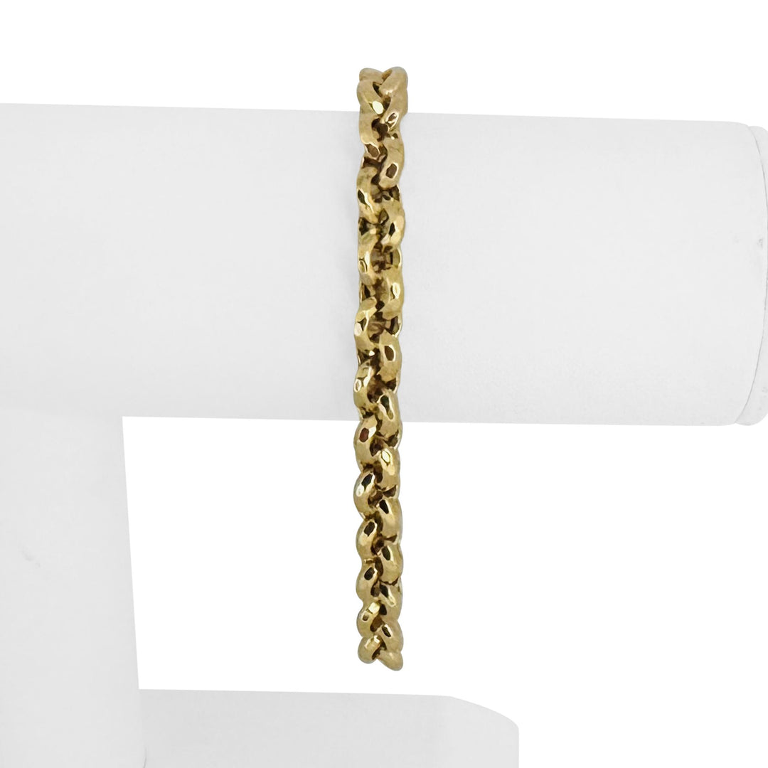 14k Yellow Gold 10g Ladies Faceted 7.5mm Rolo Link Bracelet Italy 7.75"
