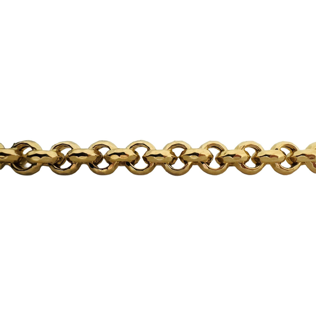 14k Yellow Gold 10g Ladies Faceted 7.5mm Rolo Link Bracelet Italy 7.75"