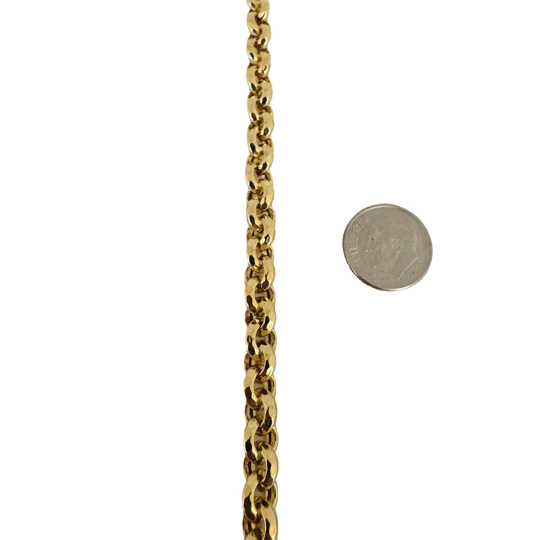 14k Yellow Gold 10g Ladies Faceted 7.5mm Rolo Link Bracelet Italy 7.75"