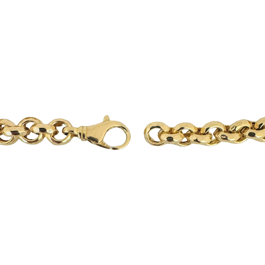 14k Yellow Gold 10g Ladies Faceted 7.5mm Rolo Link Bracelet Italy 7.75"