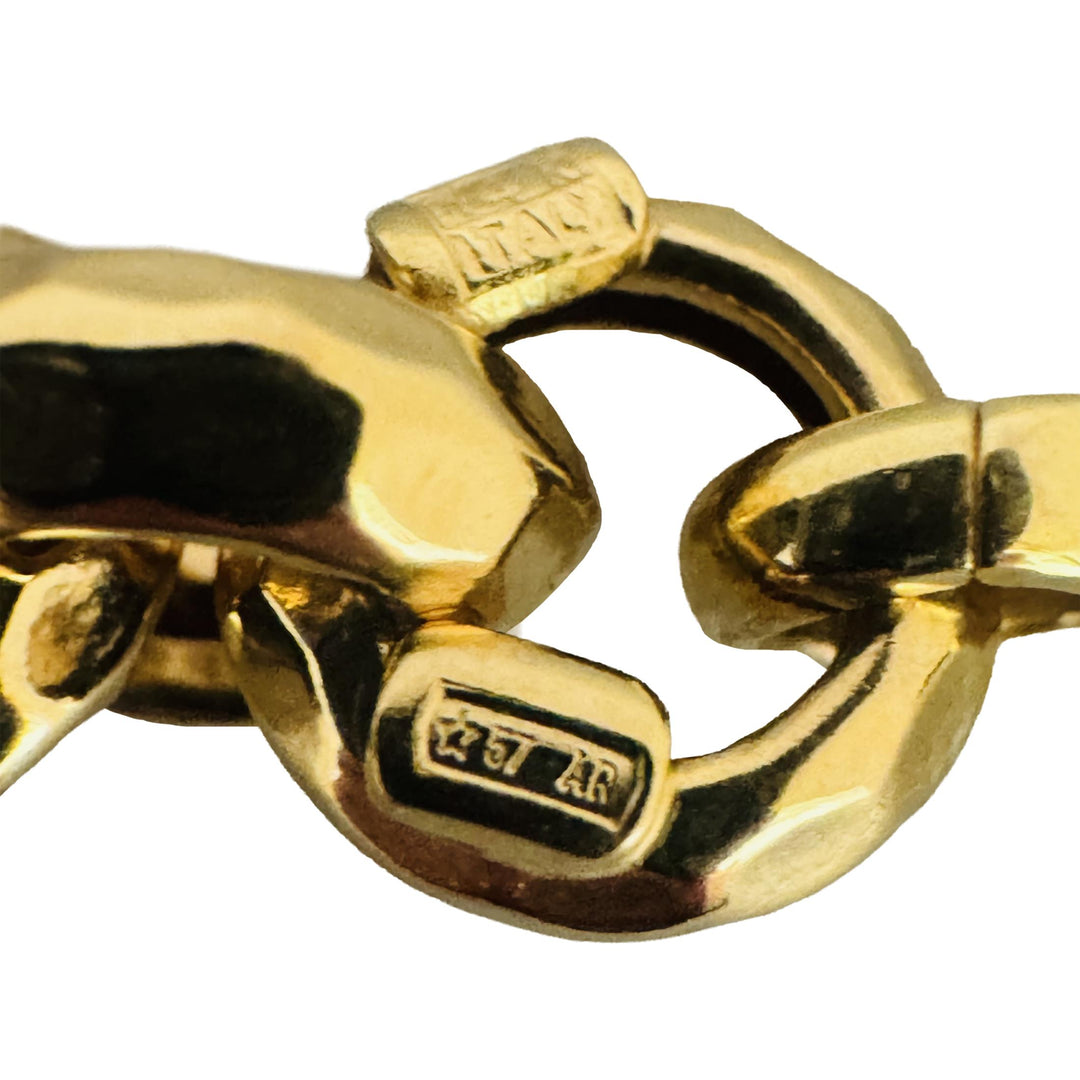 14k Yellow Gold 10g Ladies Faceted 7.5mm Rolo Link Bracelet Italy 7.75"