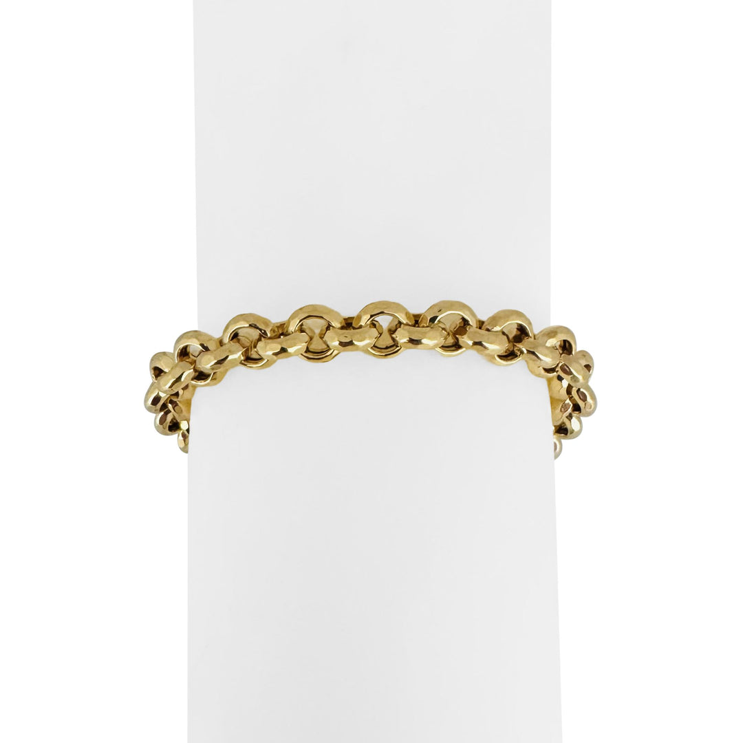 14k Yellow Gold 10g Ladies Faceted 7.5mm Rolo Link Bracelet Italy 7.75"