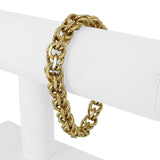 14k Yellow Gold 54.5g Solid Very Heavy 10mm Double Curb Link Charm Bracelet 7.5"