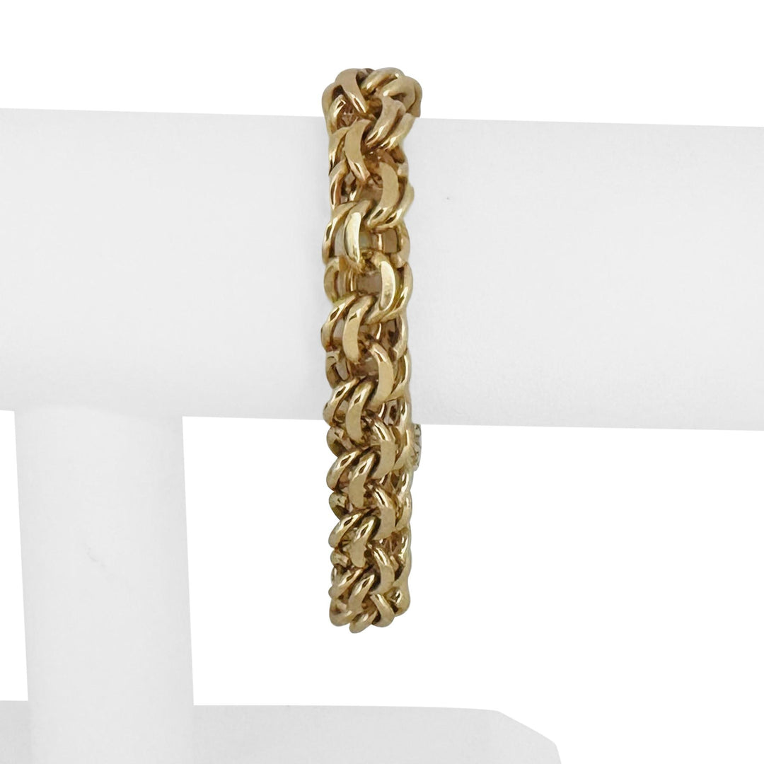 14k Yellow Gold 54.5g Solid Very Heavy 10mm Double Curb Link Charm Bracelet 7.5"