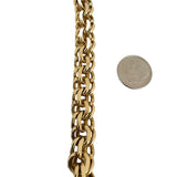 14k Yellow Gold 54.5g Solid Very Heavy 10mm Double Curb Link Charm Bracelet 7.5"