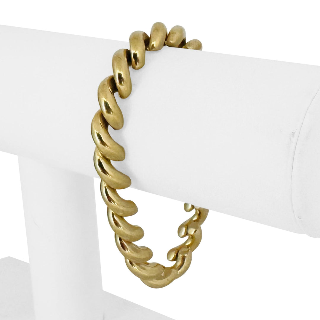 14k Yellow Gold 17.6g Ladies Polished 8mm San Marco Link Bracelet Italy 7"