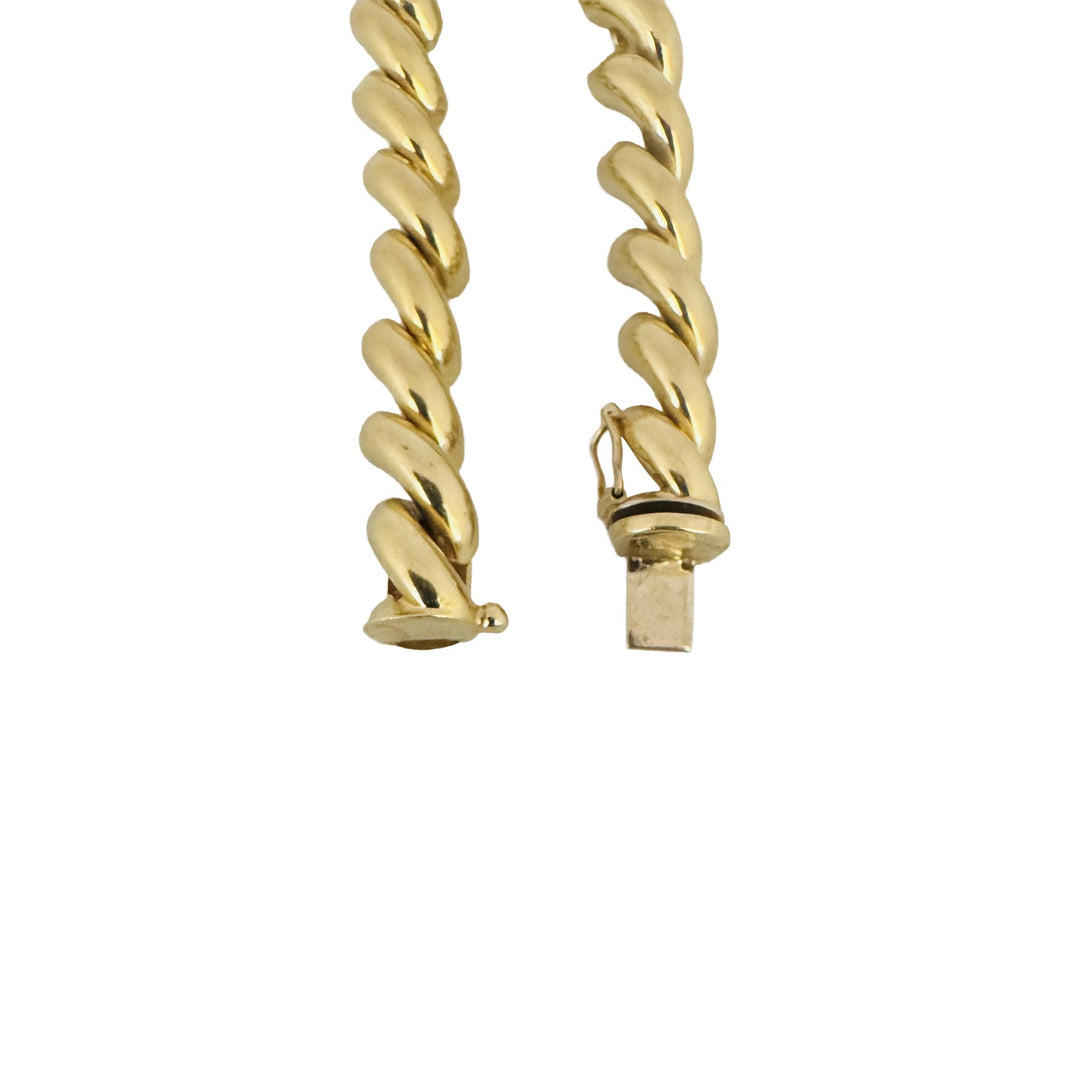 14k Yellow Gold 17.6g Ladies Polished 8mm San Marco Link Bracelet Italy 7"