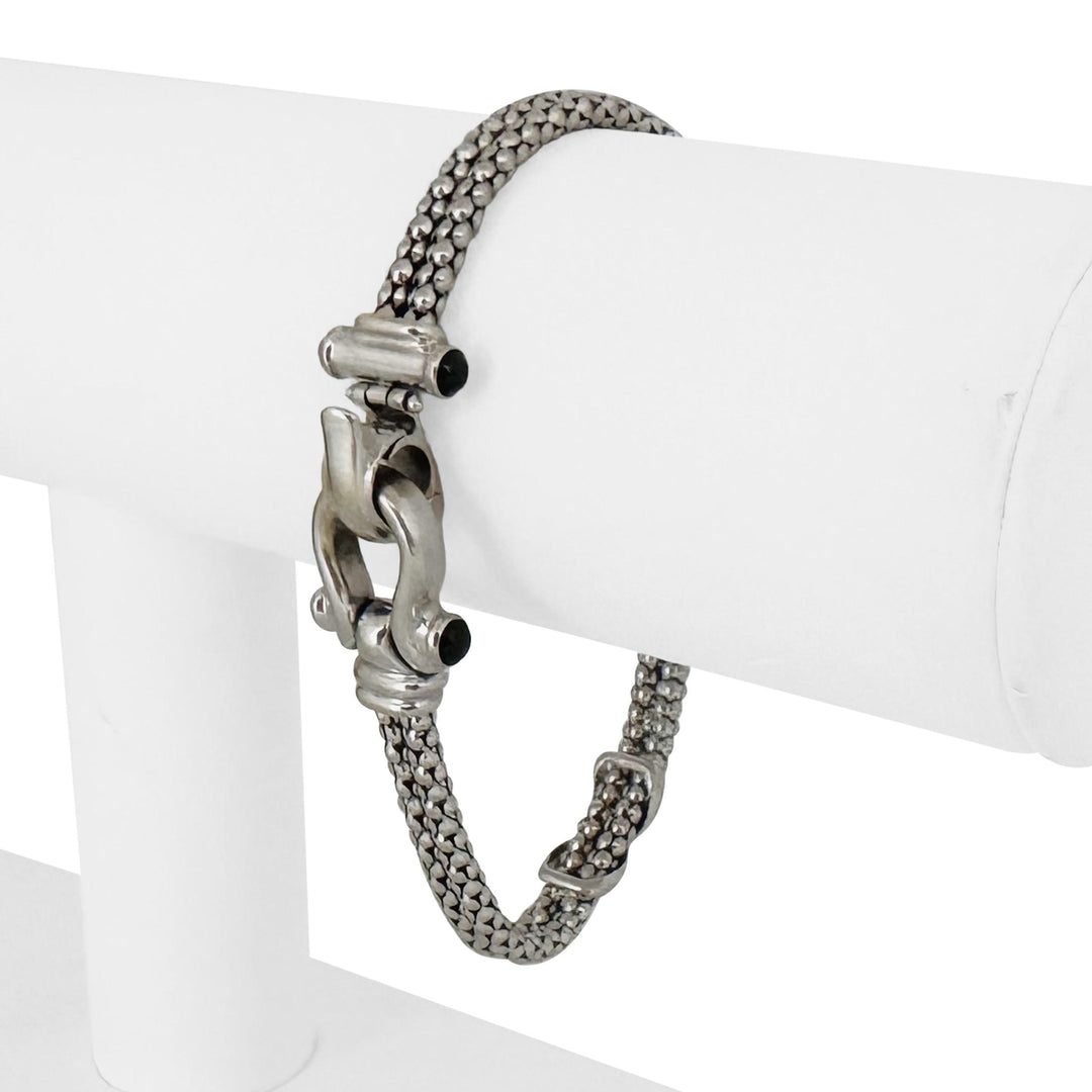 14k White Gold 13.7g Ladies Popcorn Link X Station Bracelet Italy 7"