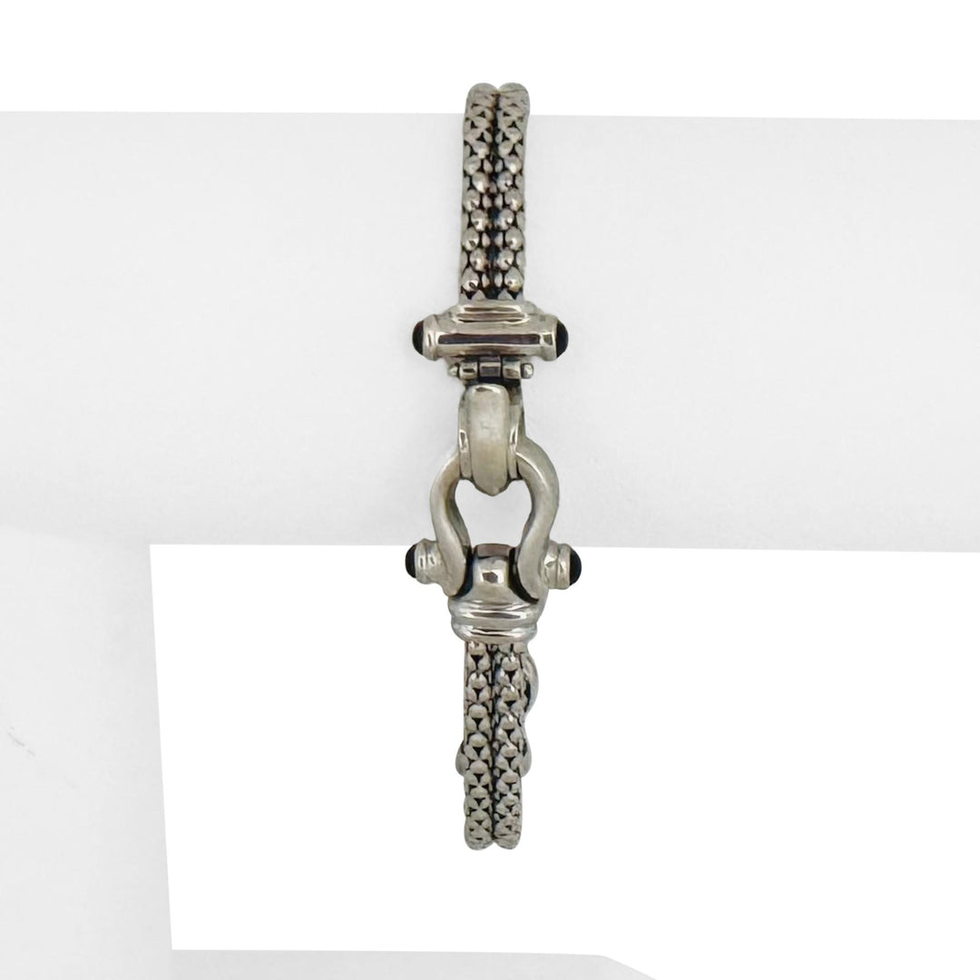 14k White Gold 13.7g Ladies Popcorn Link X Station Bracelet Italy 7"