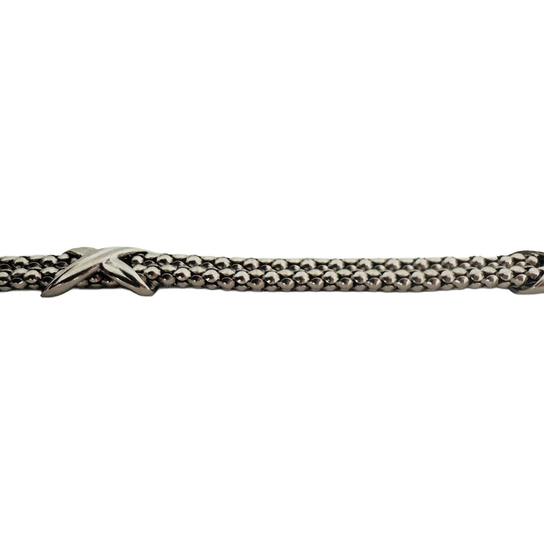14k White Gold 13.7g Ladies Popcorn Link X Station Bracelet Italy 7"