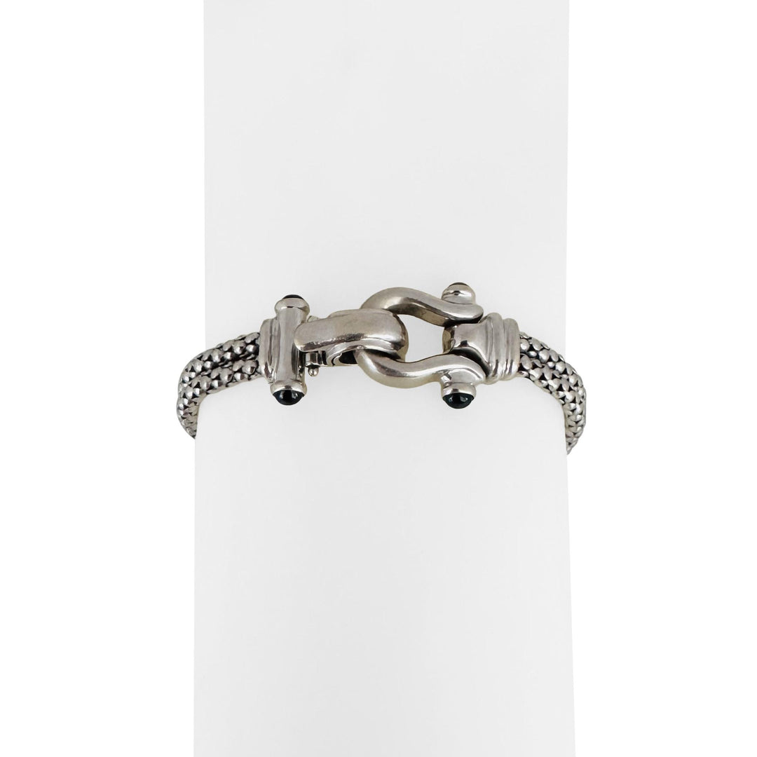 14k White Gold 13.7g Ladies Popcorn Link X Station Bracelet Italy 7"