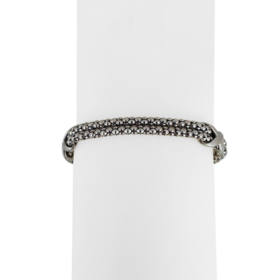 14k White Gold 13.7g Ladies Popcorn Link X Station Bracelet Italy 7"