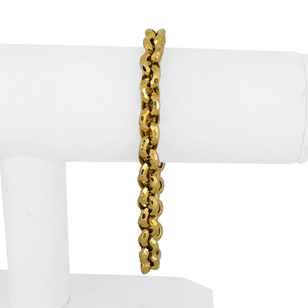 14k Yellow Gold 14.2g Ladies Faceted 8.5mm Rolo Link Bracelet Italy 8.25"