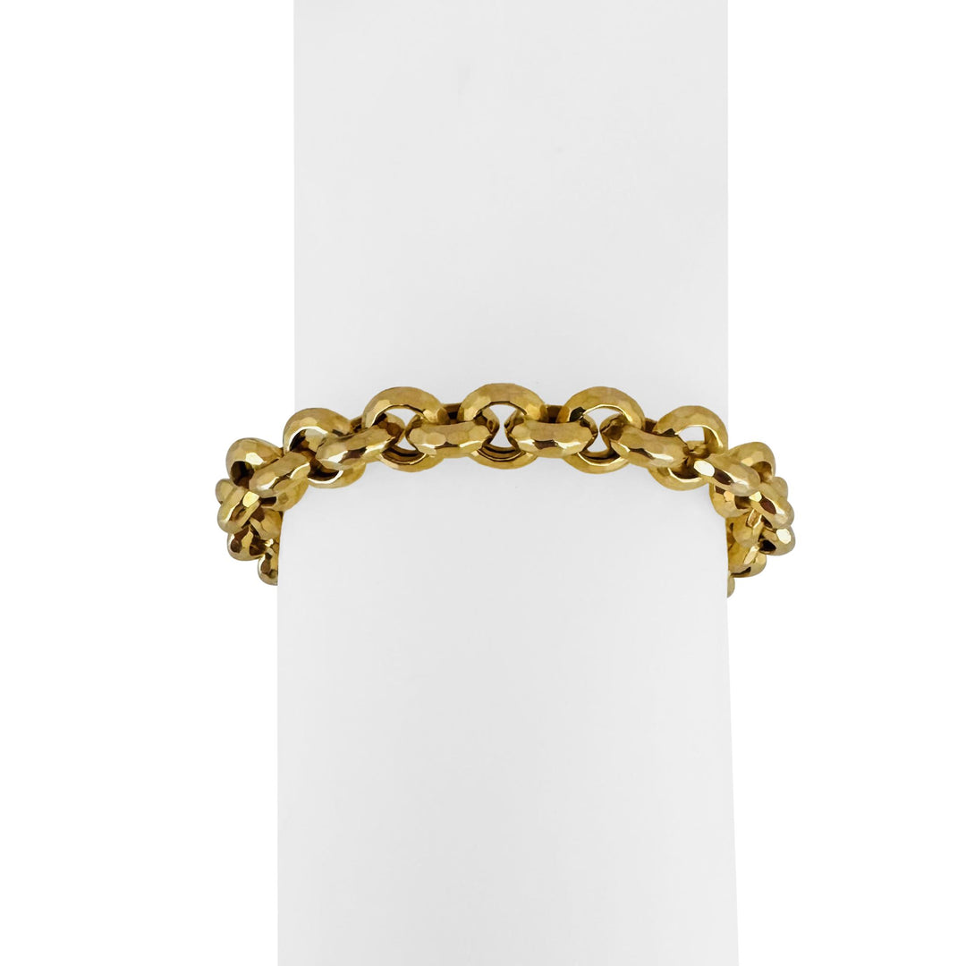 14k Yellow Gold 14.2g Ladies Faceted 8.5mm Rolo Link Bracelet Italy 8.25"