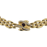 14k Yellow Gold 44.6g Ruby and Diamond Panther Link Necklace Italy 16"