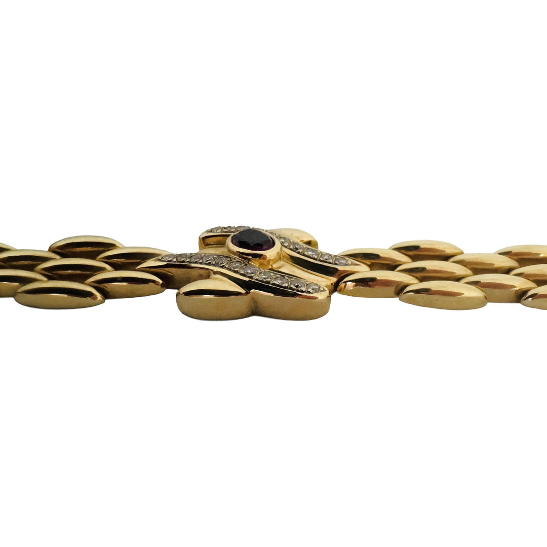 14k Yellow Gold 44.6g Ruby and Diamond Panther Link Necklace Italy 16"