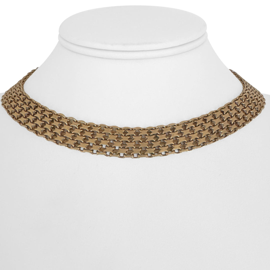 14k Yellow Gold 43.7g Solid Vintage Bismark Link 13mm Collar Necklace 15.5"
