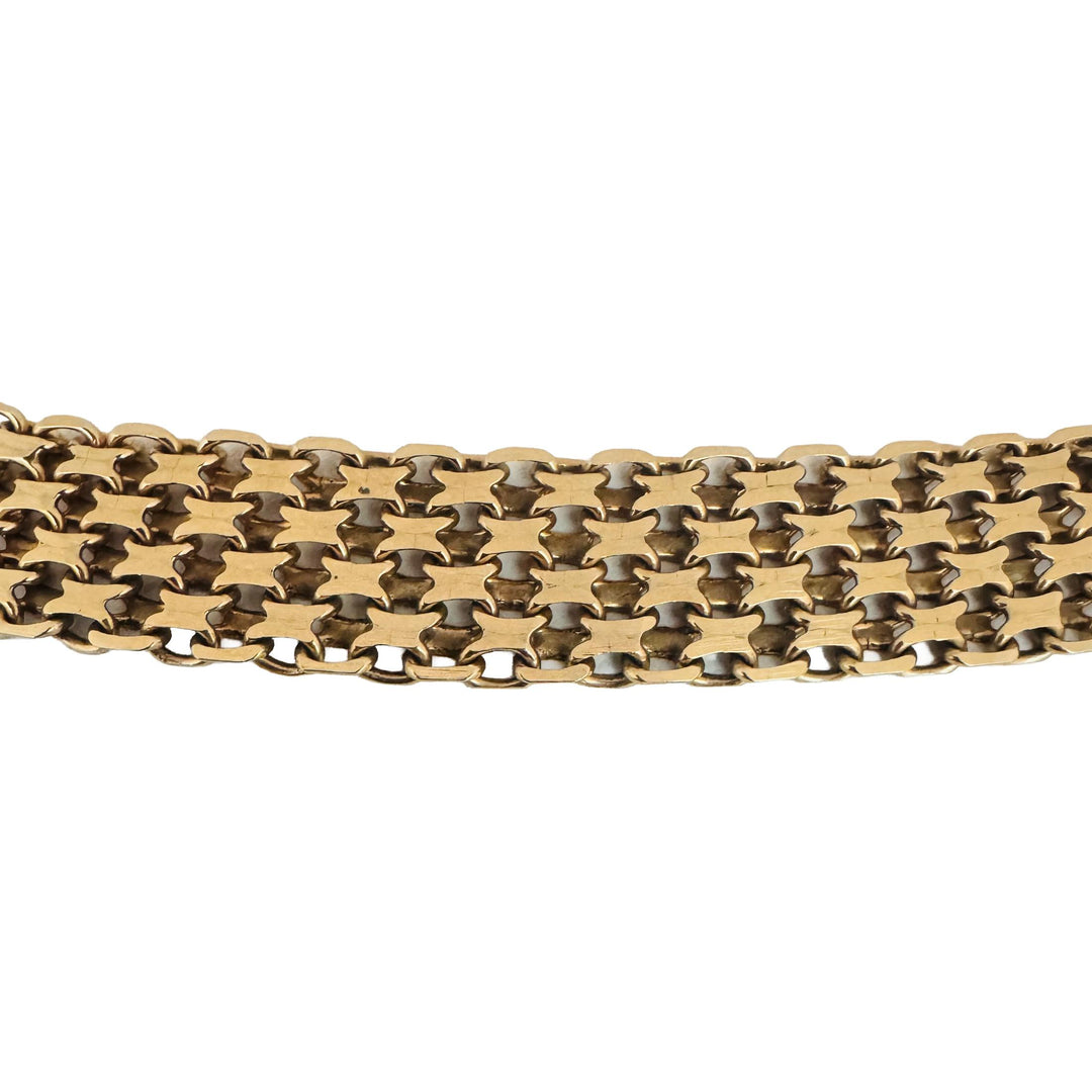 14k Yellow Gold 43.7g Solid Vintage Bismark Link 13mm Collar Necklace 15.5"