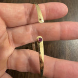 14k Yellow Gold and Bezel Set Ruby Flex Hammered Bangle Bracelet 7.25"