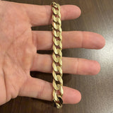 14k Yellow Gold 46g Solid Heavy Men's 10mm Curb Link Bracelet Italy 8.5"