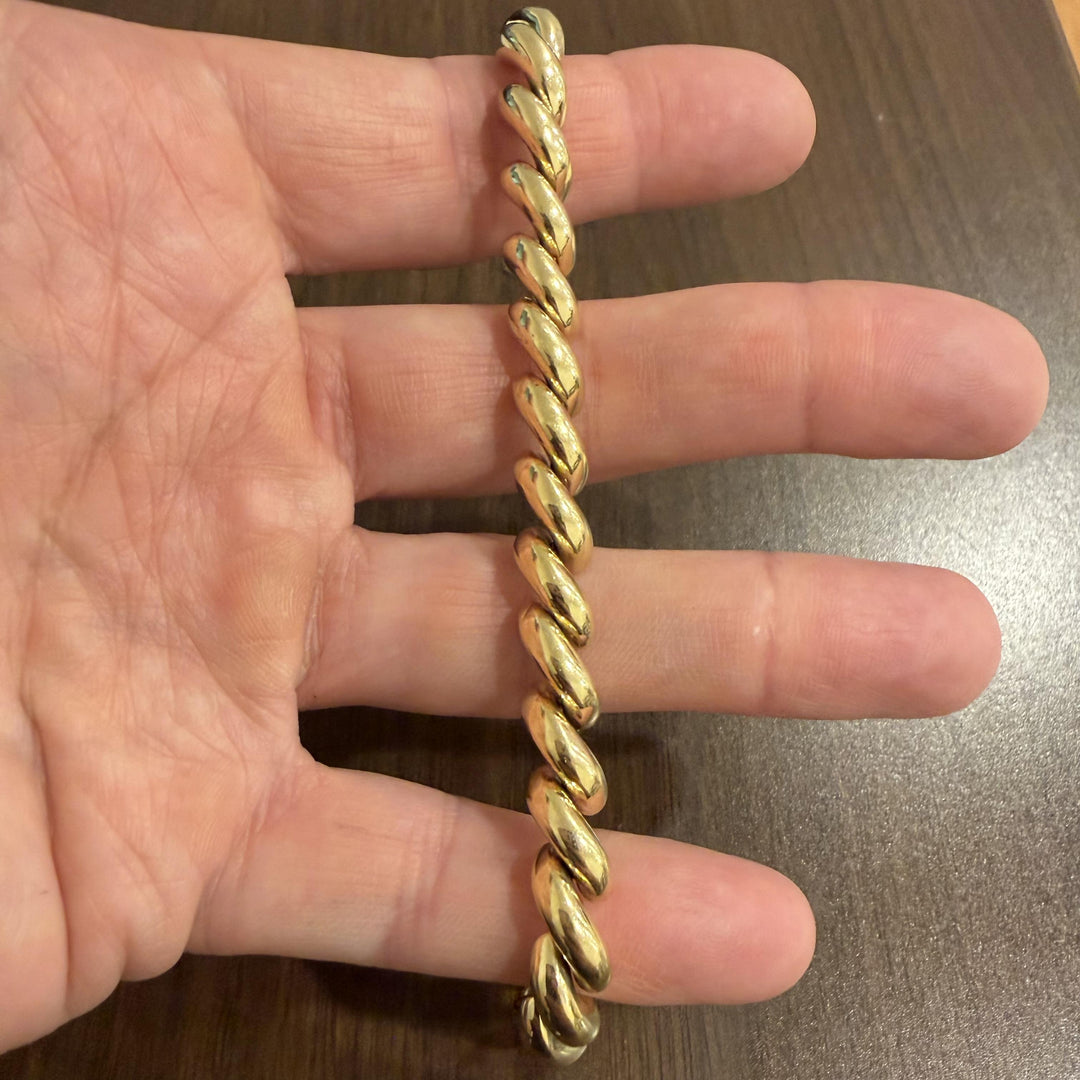 14k Yellow Gold 18g Ladies Polished 7mm San Marco Link Bracelet Italy 7.25"
