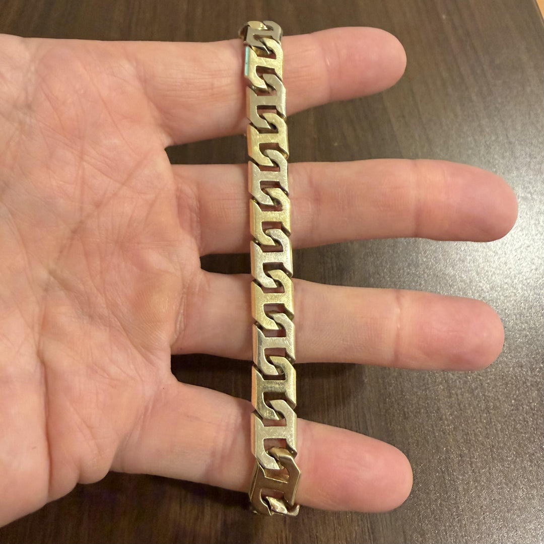 Braccio 14k Yellow and White Gold 47.7g Men's Mariner Link Bracelet Italy 8"