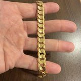 14k Yellow Gold 41g Solid Men's 10.5mm Curb Link Bracelet Italy 8.25"