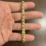 14k Yellow Gold 8.6g Hollow Ladies 8mm Fancy XO Link Bracelet Italy 8"