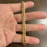 14k Yellow Gold 14.6g Semi Solid Men's 7mm Curb Link Bracelet Italy 8"