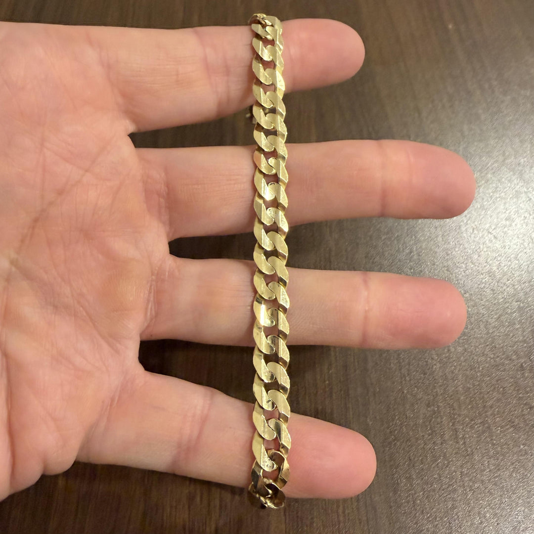 14k Yellow Gold 17.7g Solid Men's 8mm Curb Link Bracelet Italy 8"