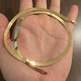 14k Yellow Gold 9g Milor Flat Silky 5mm Herringbone Link Necklace Italy 20"