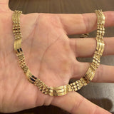 14k Yellow Gold 15g Ladies Curved Bar Fancy Link Collar Necklace 16"