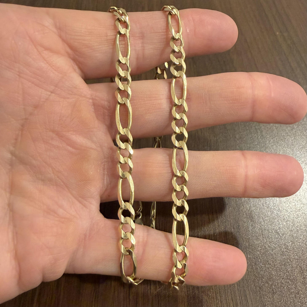 14k Yellow Gold 23.4g Solid 6mm Figaro Link Chain Necklace Italy 20"