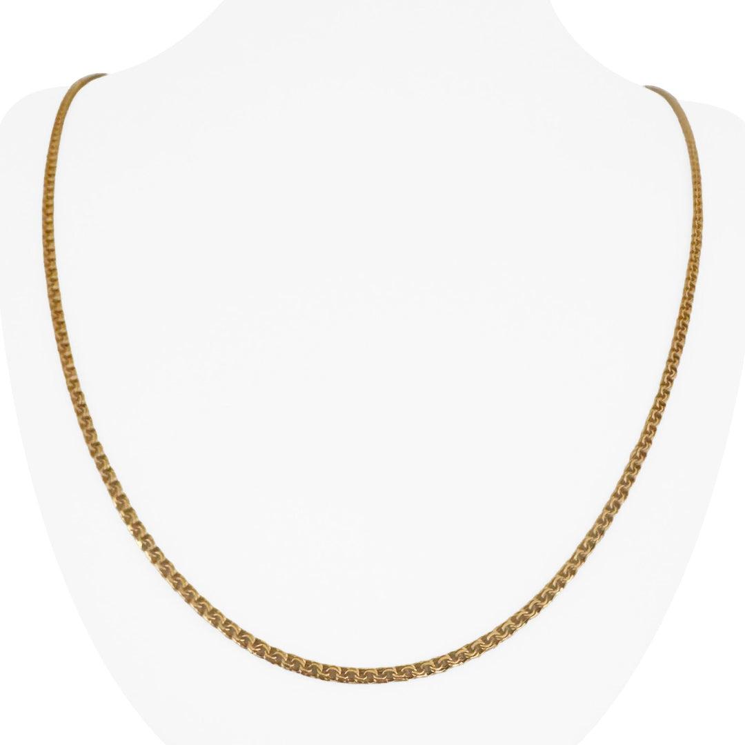 19k Portuguese Yellow Gold 7.3g Solid Thin 2mm Double Curb Link Necklace 24.5"