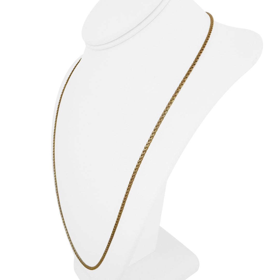 19k Portuguese Yellow Gold 7.3g Solid Thin 2mm Double Curb Link Necklace 24.5"