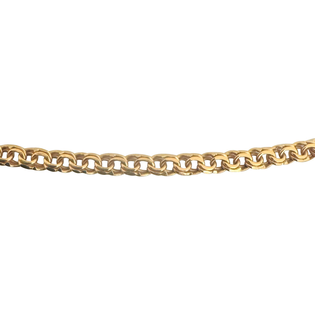 19k Portuguese Yellow Gold 7.3g Solid Thin 2mm Double Curb Link Necklace 24.5"